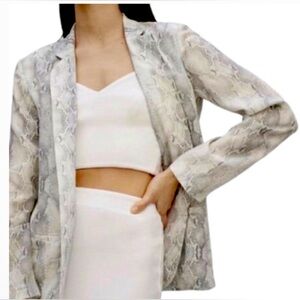 ✨⚡️💥 NEW Aritzia Babaton Grayson Light Grey Silk Python Blazer Size 10